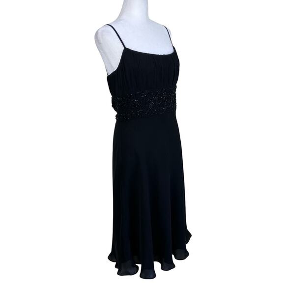 Ann Taylor 100% Silk Y2K Babydoll Prom Dress Midi Spaghetti Straps Beaded Flowy - Picture 4 of 16